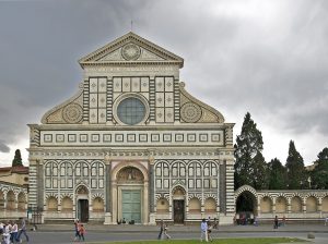 The marble facade of Santa Maria Novella in Florence, completed by Leon Battista Alberti
