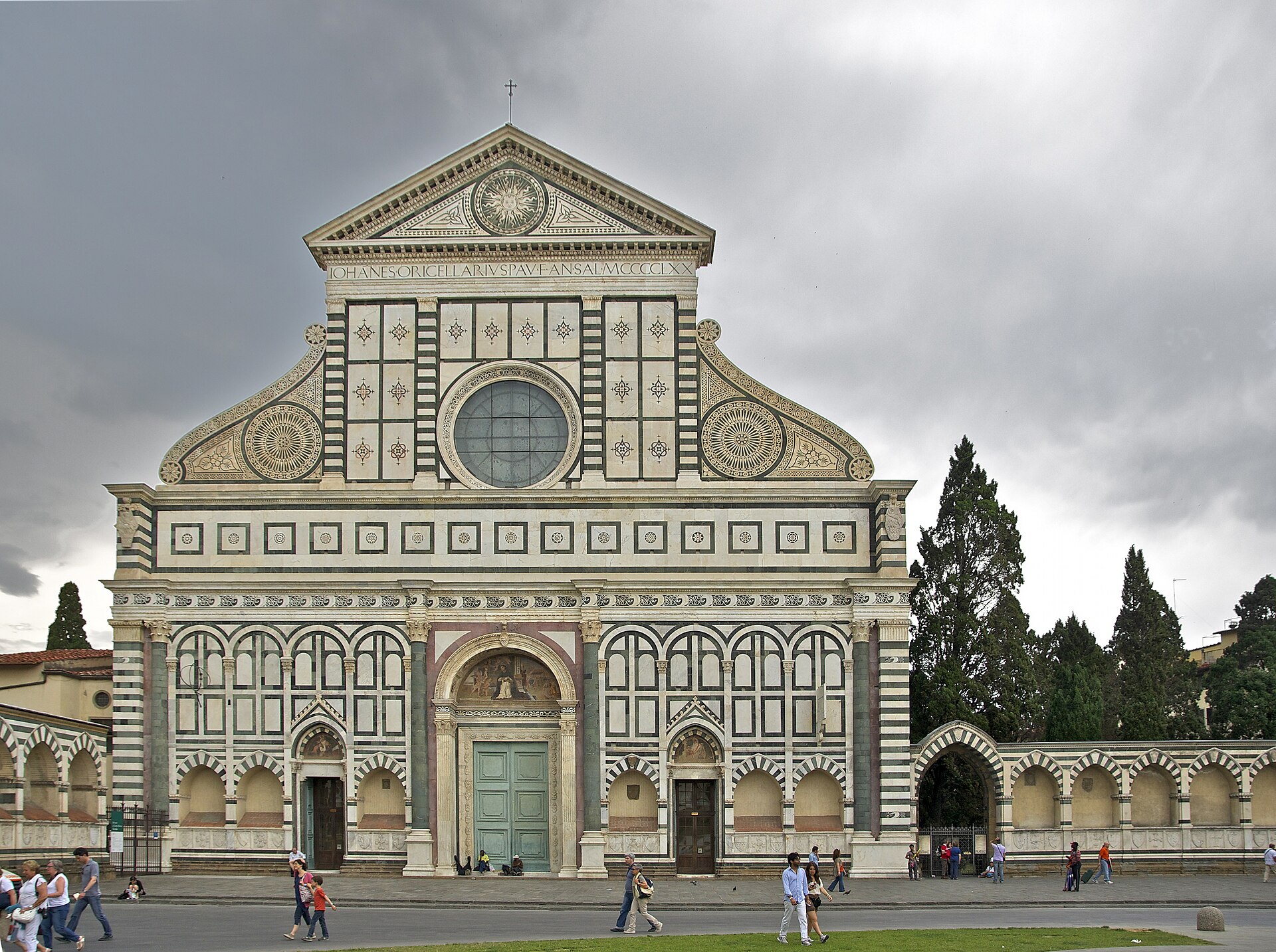 The marble facade of Santa Maria Novella in Florence, completed by Leon Battista Alberti