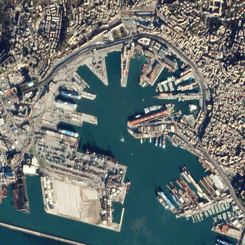 The historic old harbour of Genoa, where the first Arte Povera exhibition was held in 1967