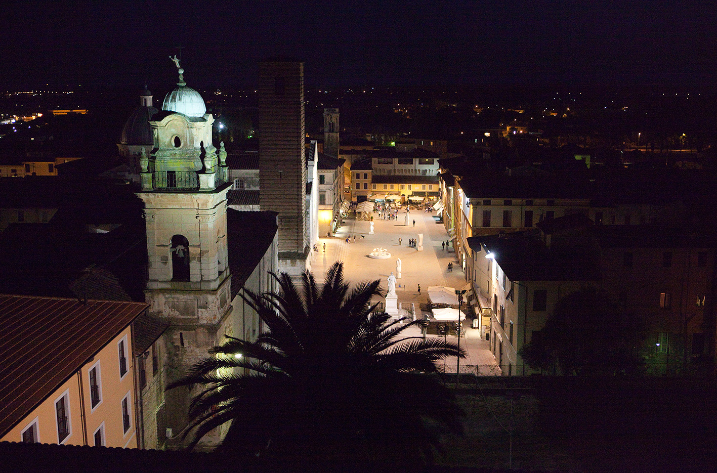 Piazza del Duomo in Pietrasanta, the Tuscan town of marble carving studios