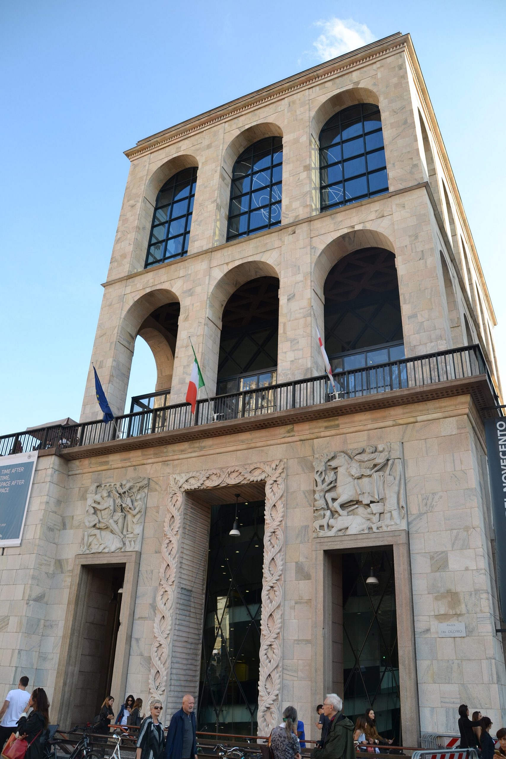 The Museo del Novecento building in Milan, formerly the Palazzo dell'Arengario, beside the Duomo
