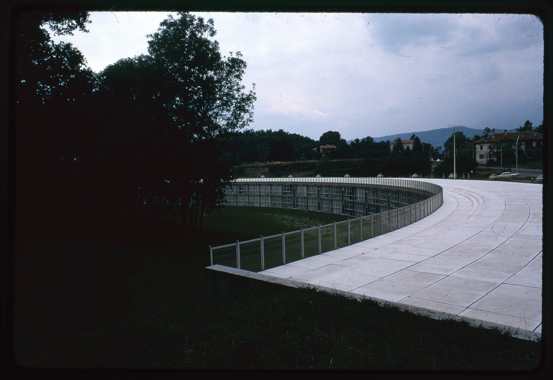 The curved Talponia residential building built for Olivetti workers in Ivrea
